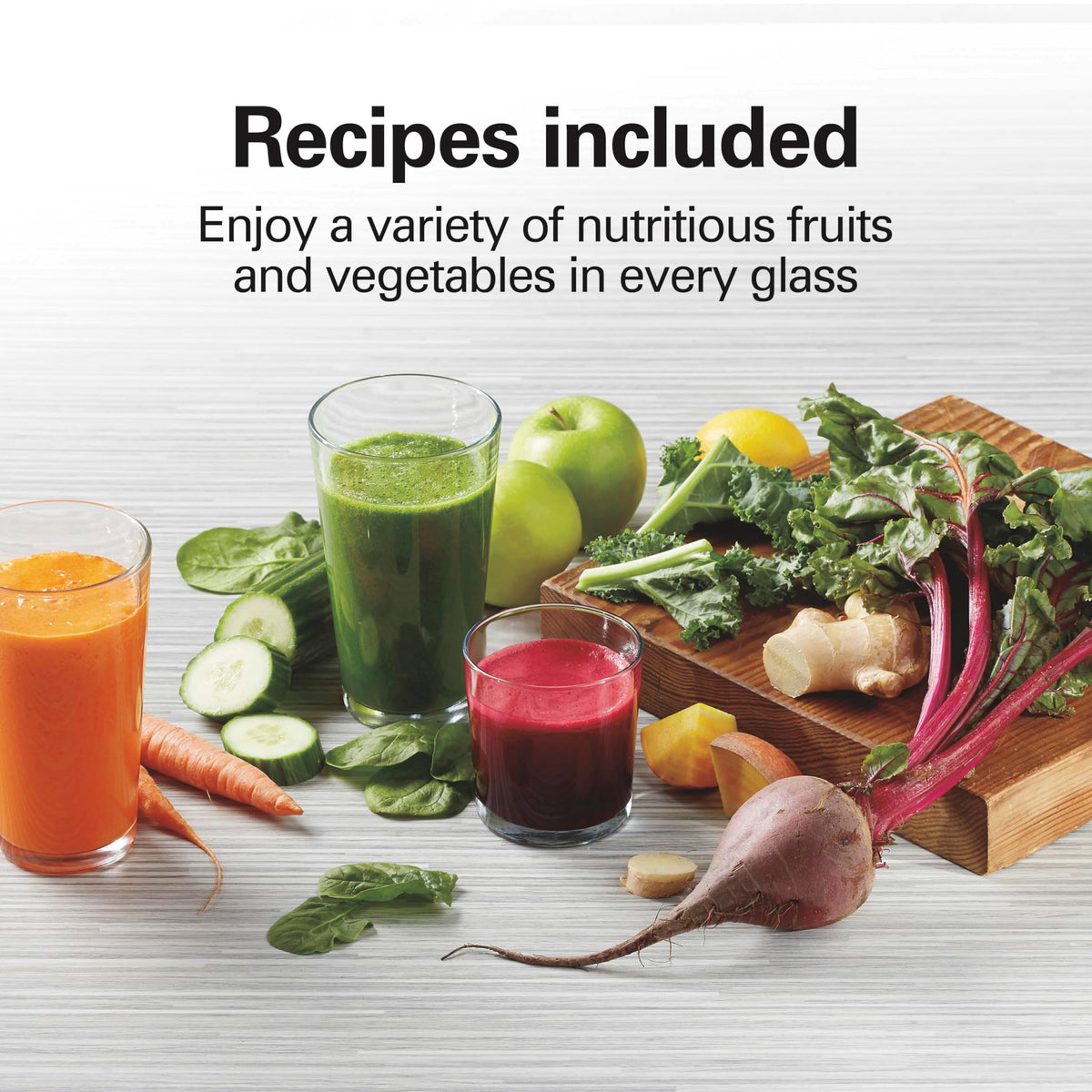 Hamilton Beach juicer produces smooth, pulp-free juice with centrifugal extraction.