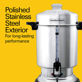 Hamilton Beach keep-warm heater urn helps maintain hot coffee throughout service