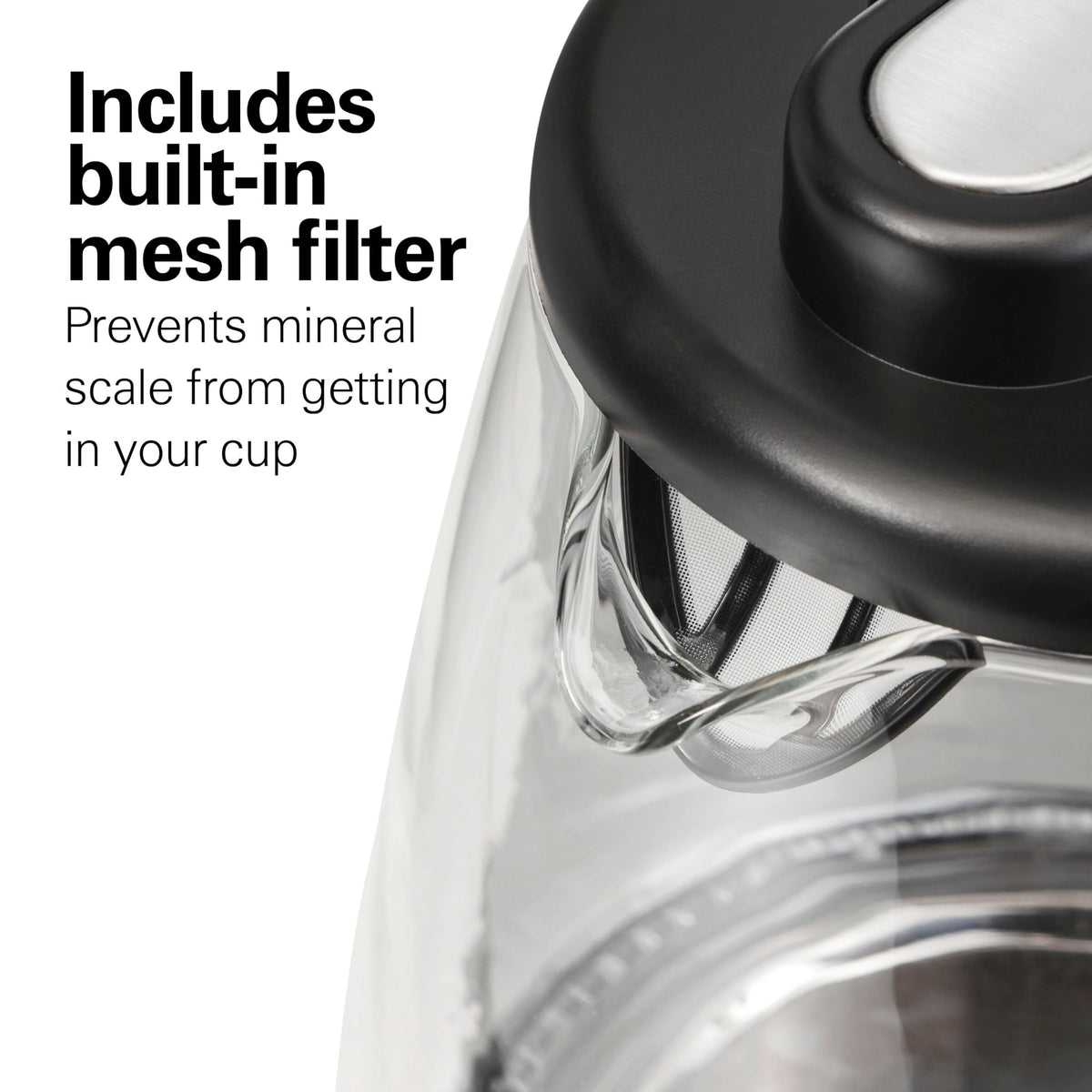Hamilton Beach borosilicate interior supports safe, clear boiling.