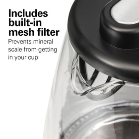 Hamilton Beach borosilicate interior supports safe, clear boiling.