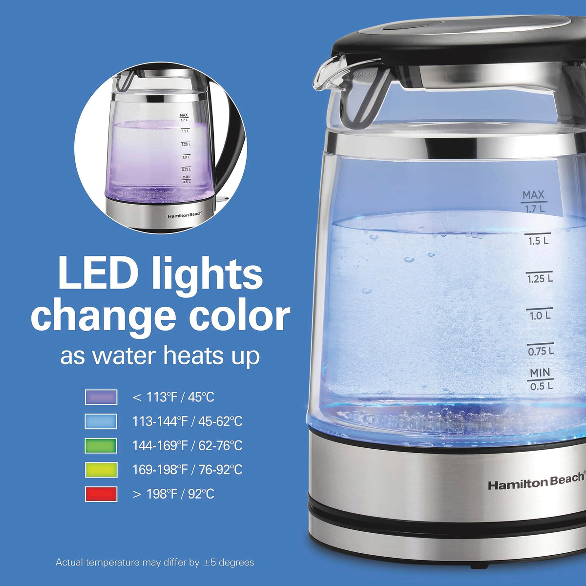 Hamilton Beach BPA-free glass interior ensures safe, durable daily use.