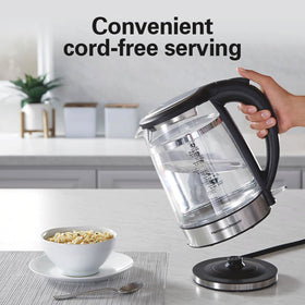 Hamilton Beach cordless serving for easy pouring without a cord in the way.