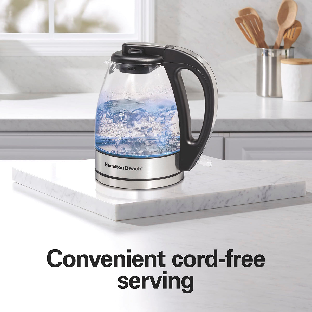 Built in mesh filter in the Hamilton Beach kettle