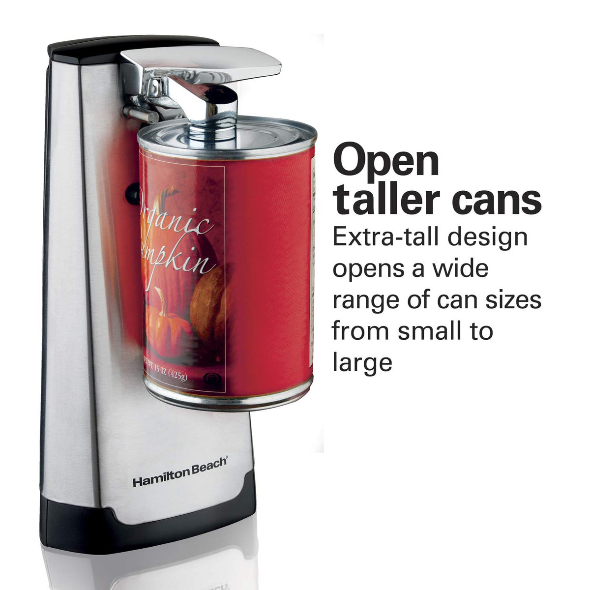 Hamilton Beach integrated knife sharpener keeps kitchen blades ready.