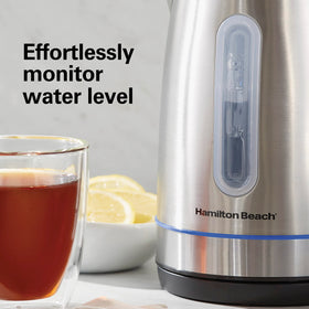 Hamilton Beach max fill line helps you measure water before heating.