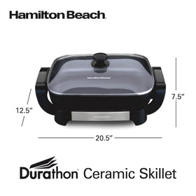 Hamilton Beach spacious 12x15 inch skillet supports easy one-pan meals.