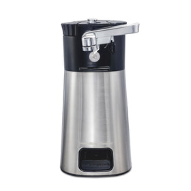 Hamilton Beach OpenStation front view can opener in stainless steel for efficient first-time openings
