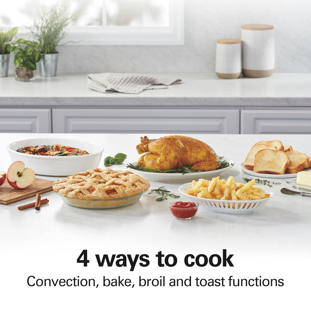 Hamilton Beach oven interior with two rack positions for versatile meals.