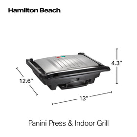 Easy-clean nonstick grids on Hamilton Beach Panini Press wipe clean after use