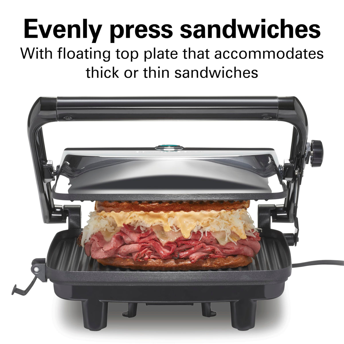 Hamilton Beach panini press ready light turns green when it's ready