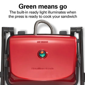 Hamilton Beach Panini Press red finish adds color to your countertop while cooking