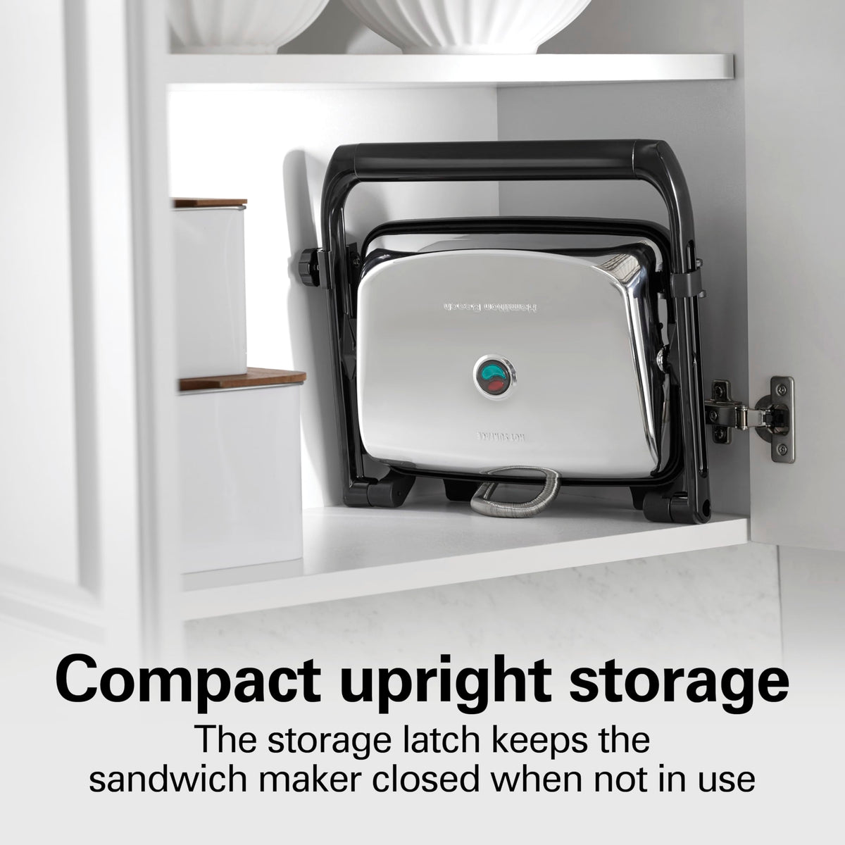 Hamilton Beach panini press upright storage saves space on counters
