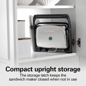 Hamilton Beach panini press upright storage saves space on counters