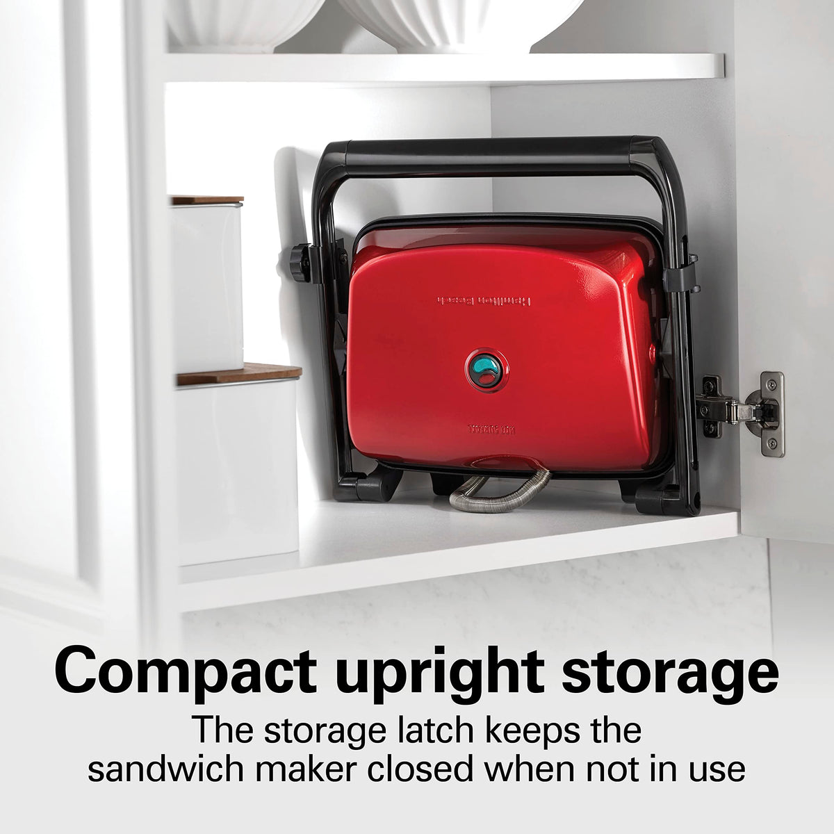 Hamilton Beach Panini Press upright storage keeps counters tidy