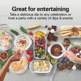 Hamilton Beach Party Dipper floral-print offers festive presentation for appetizers.