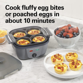 Hamilton Beach poached eggs setup showing fast, elegant poached eggs.