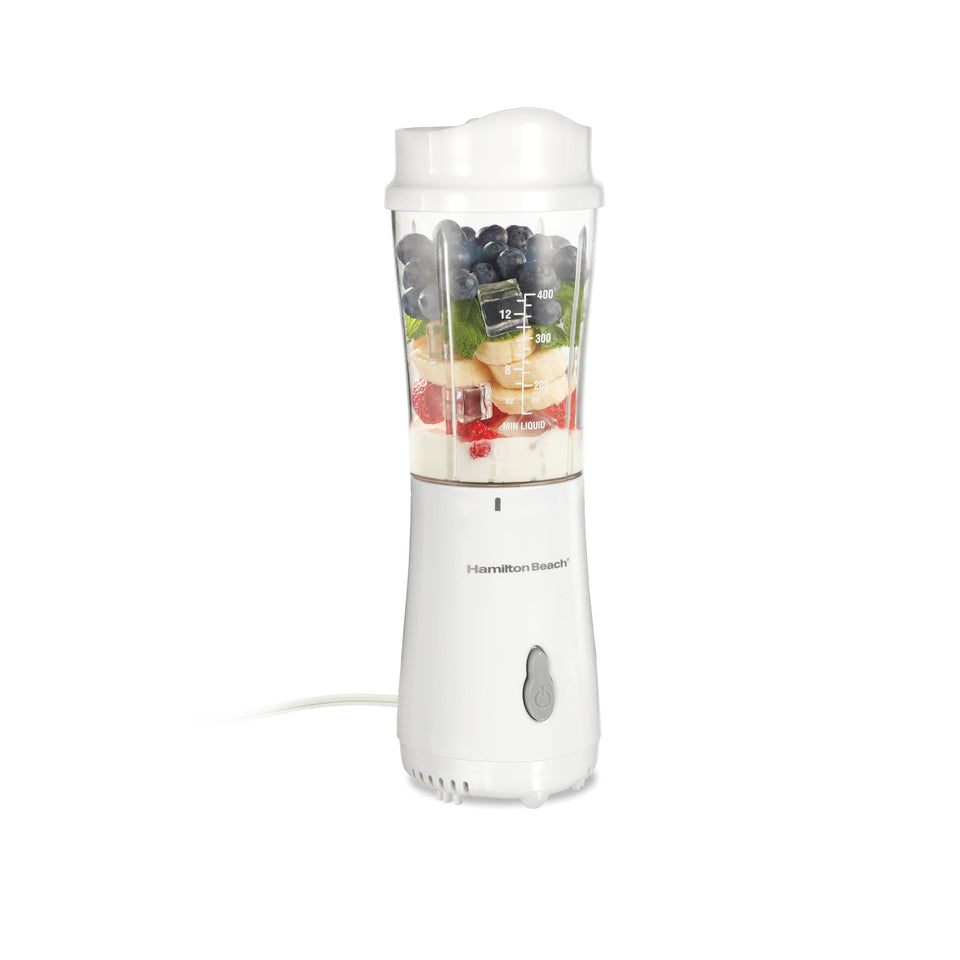 Hamilton Beach portable blender with 14 oz travel jar for on-the-go smoothies.