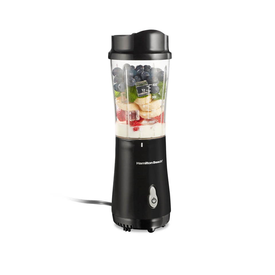 Hamilton Beach Portable Blender blades in action delivering smooth shakes on the go.