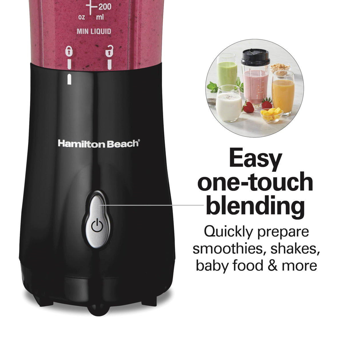 Hamilton Beach Portable Blender compact design ideal for small spaces.