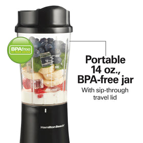 Hamilton Beach Portable Blender dishwasher-safe parts simplify cleanup.