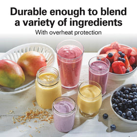 Hamilton Beach portable blender dishwasher-safe jar, lid, and blades for easy cleanup.