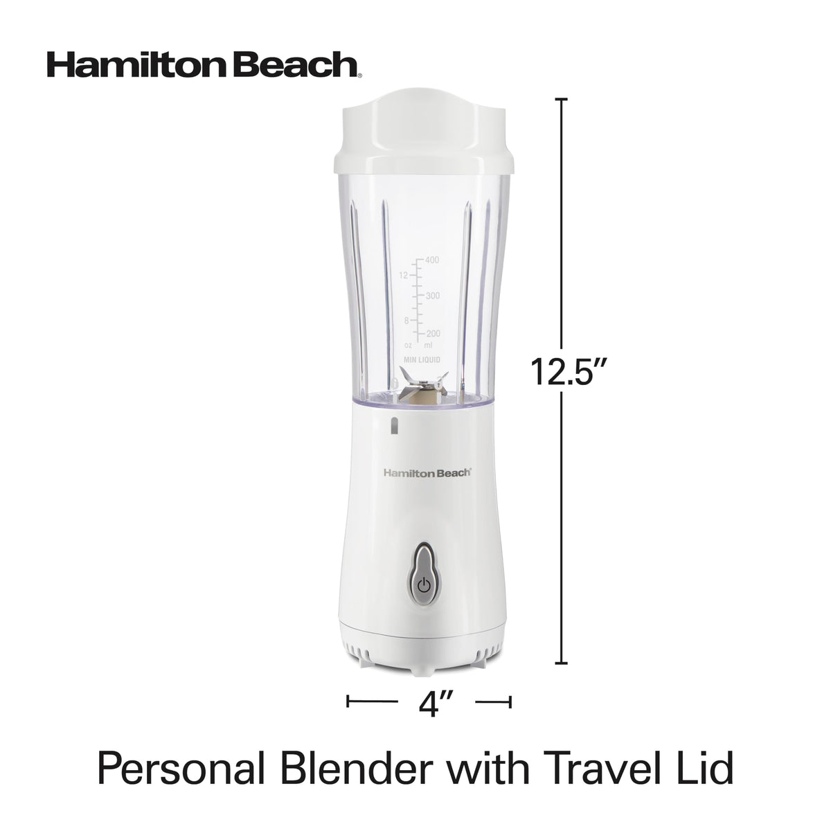 Hamilton Beach portable blender ideal for home, office, and travel.