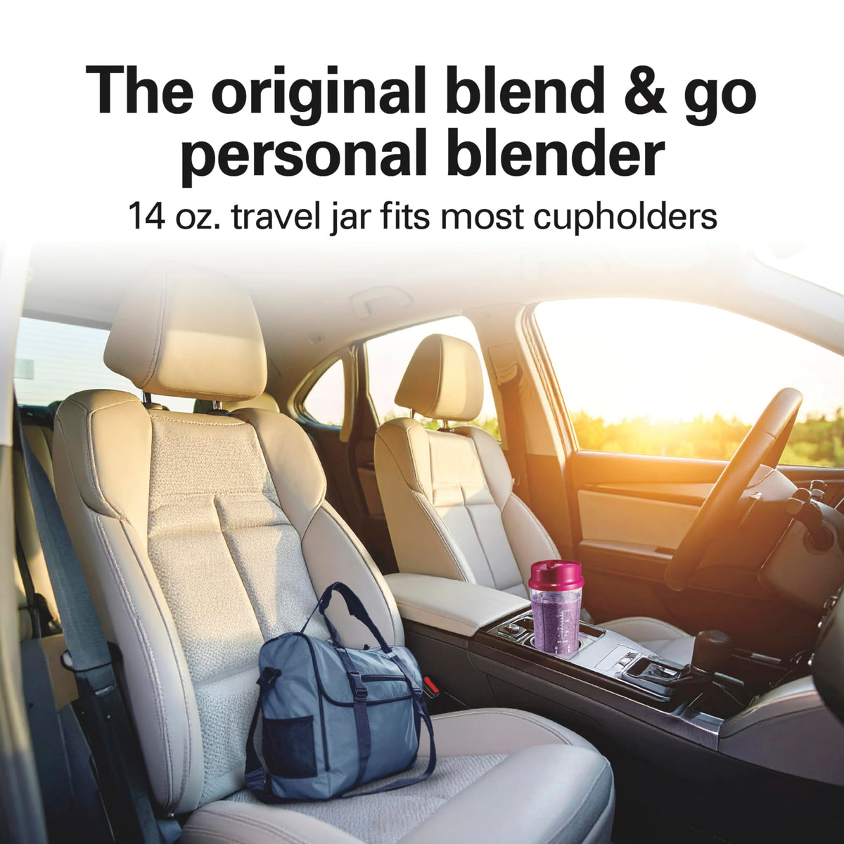Hamilton Beach portable blender travel lid fits securely for spill-free transport.