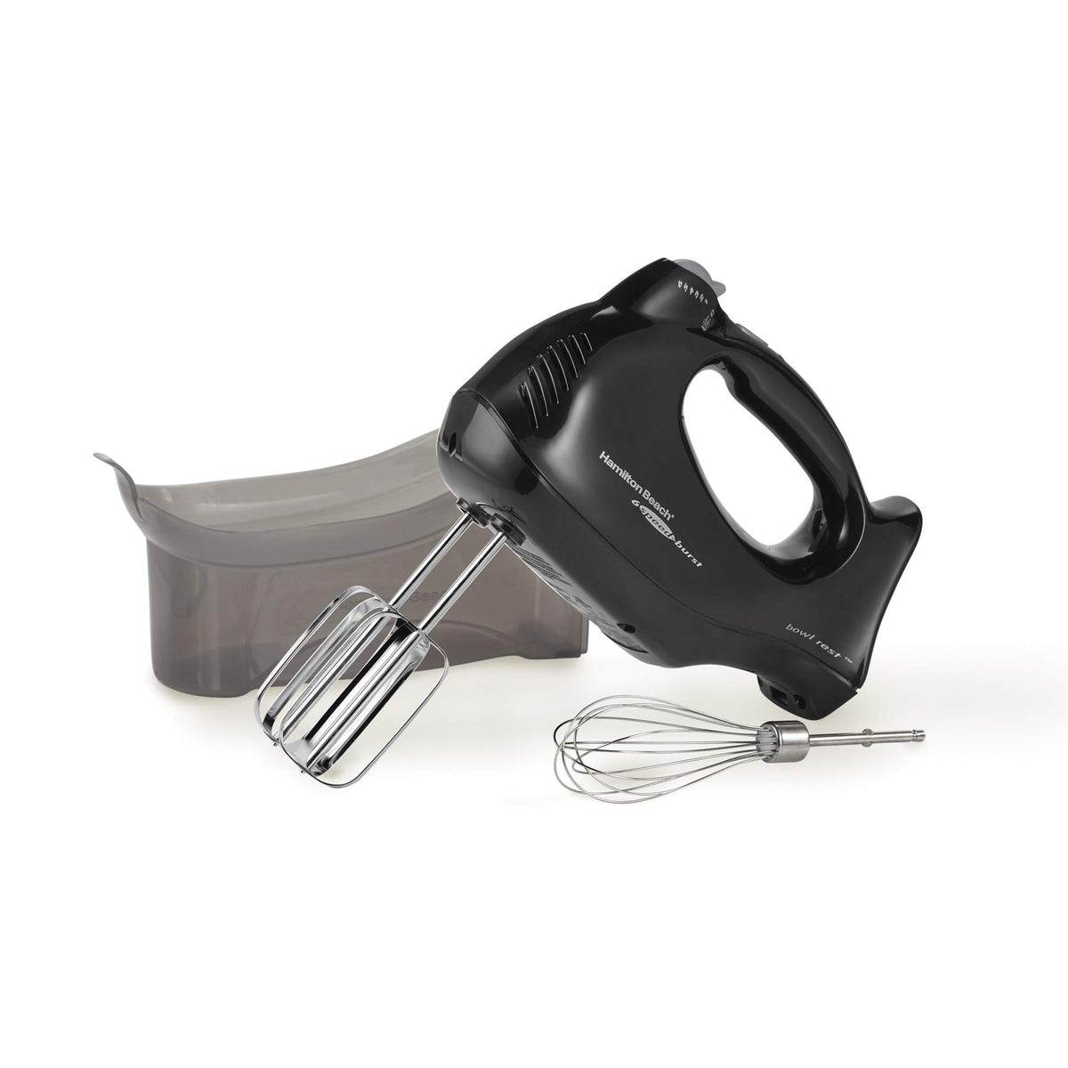 Hamilton Beach Power Deluxe 6-Speed mixer front view showing controls for versatile baking