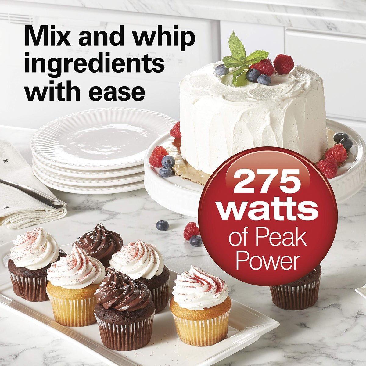 Hamilton Beach Power Deluxe features a bowl rest for stable use on bowls