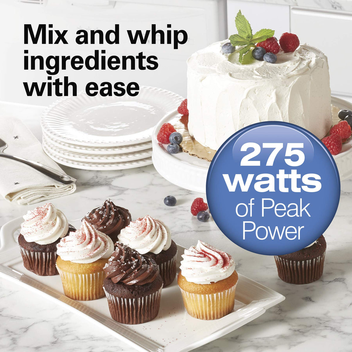 Hamilton Beach Power Deluxe bowl rest feature supports stable mixing