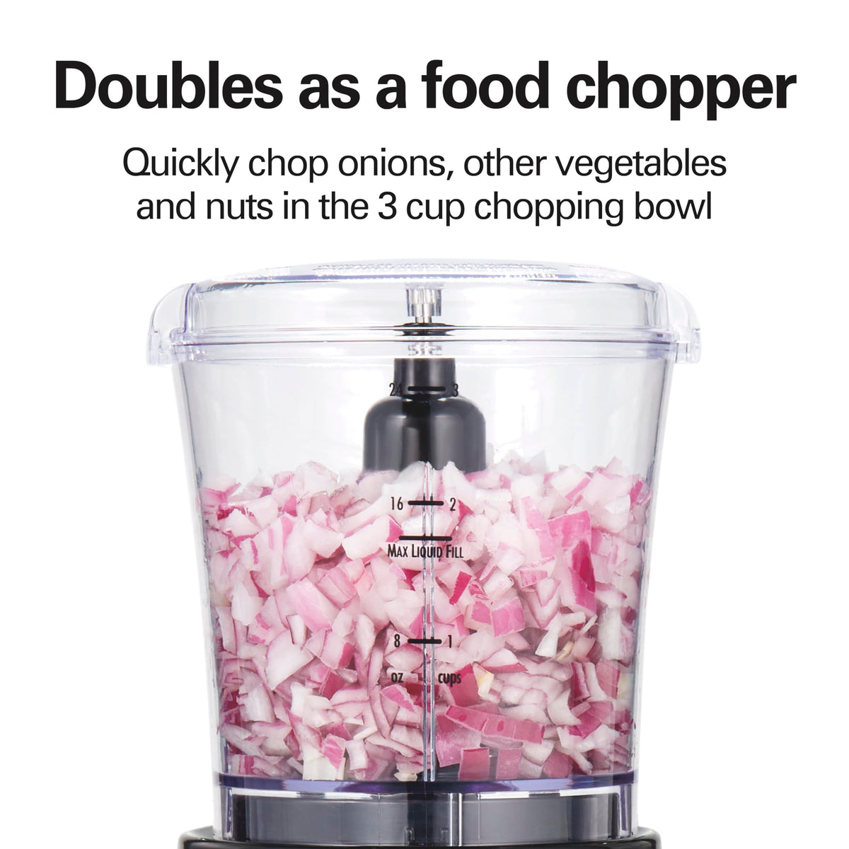 Hamilton Beach Power Elite stainless steel blades ensure consistent blends.