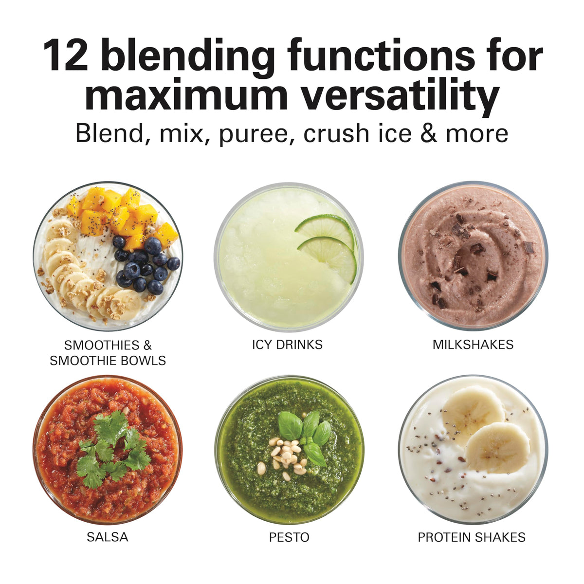 Hamilton Beach Power Elite blender control panel with 12 functions.