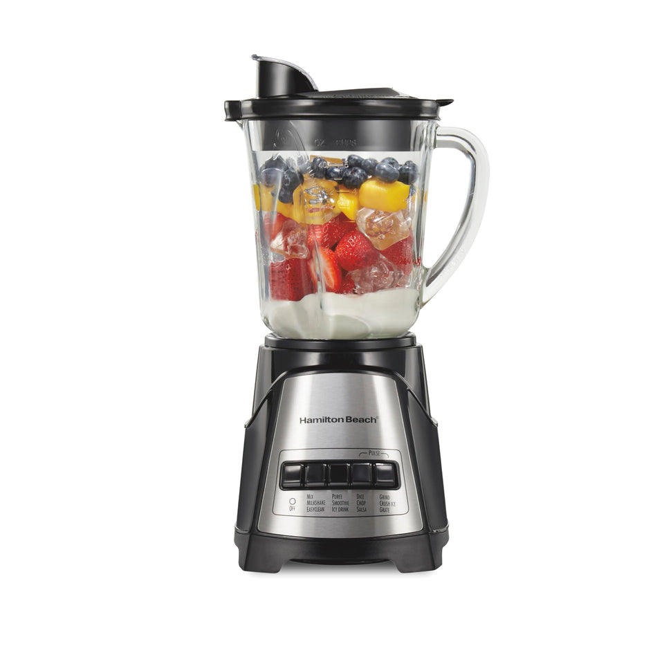 Hamilton Beach Power Elite blender front view, versatile for smoothies and more.