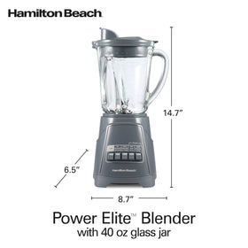 Hamilton Beach Power Elite blender in grey complements modern kitchens.