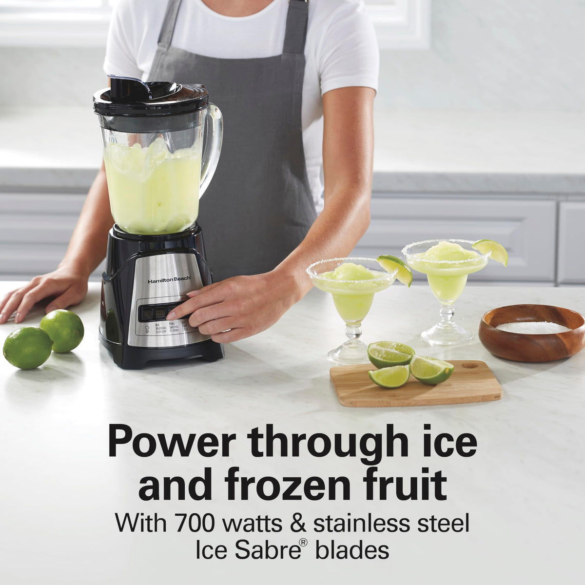 Hamilton Beach Power Elite blender ice-crushing action for smooth frozen drinks.