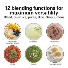 Hamilton Beach Power Elite blender lid and blades dishwasher-safe for quick cleanup.