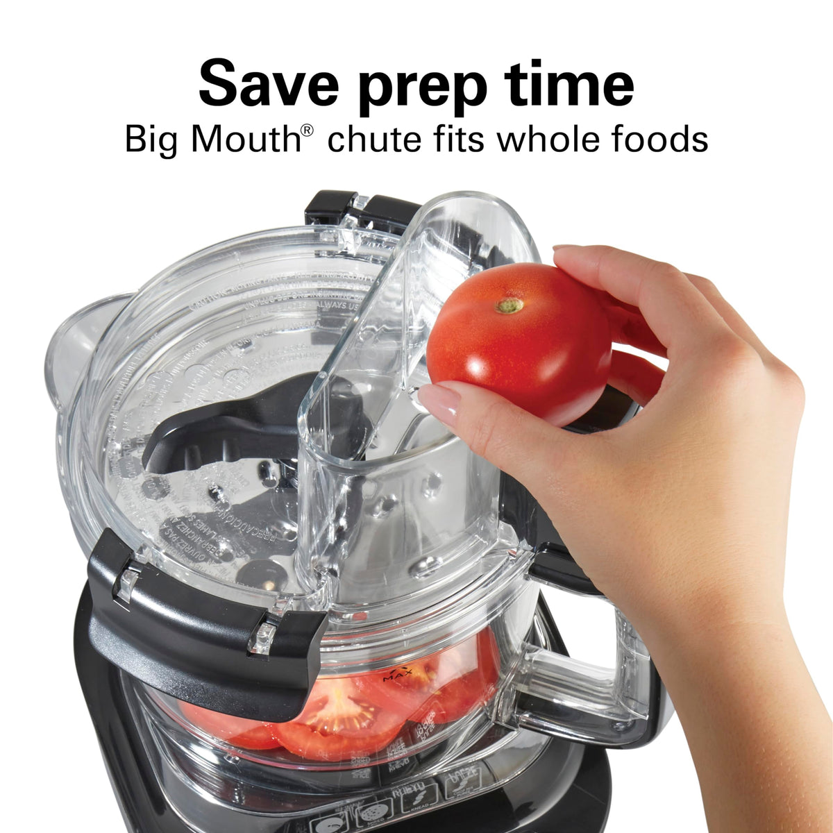 Three attachments for slicing, shredding, and kneading in one unit