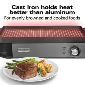 Hamilton Beach Professional drip tray collects grease for easy cleanup.