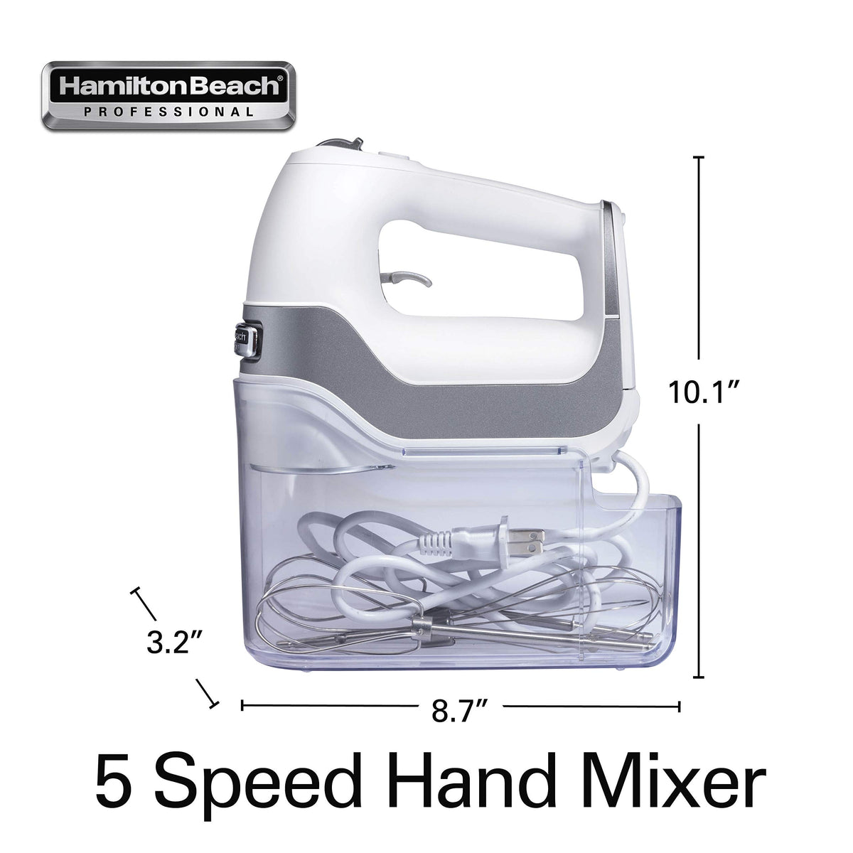 Hamilton Beach Professional lockable cord stays out of the way while you mix.
