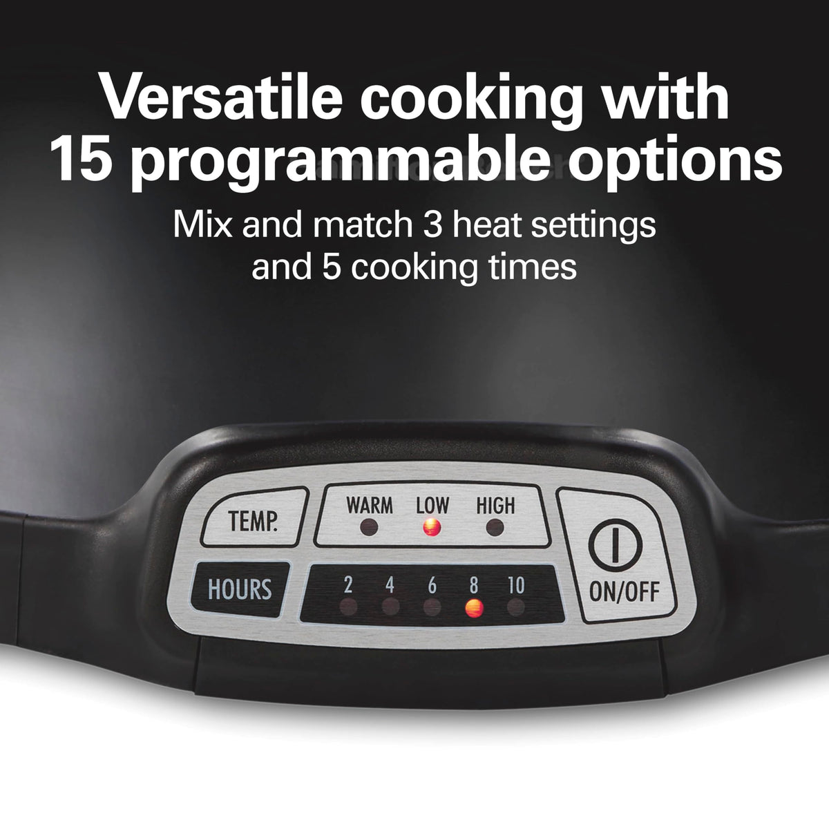 Programmable control panel on Hamilton Beach slow cooker for flexible timing