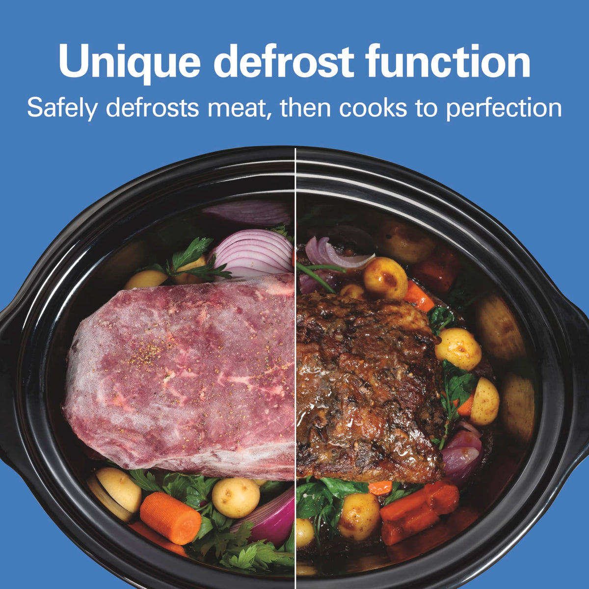 Hamilton Beach programmable slow cooker controls for flexible high, low, and warm settings