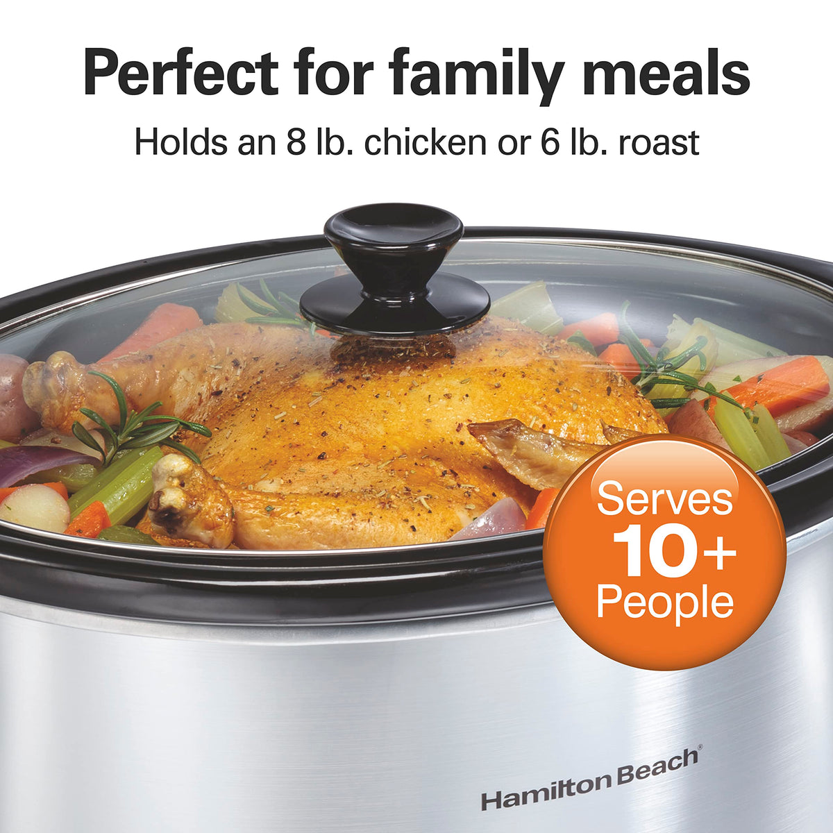 Hamilton Beach programmable slow cooker timer helps plan meals.