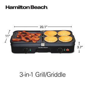 Quesadillas cooking on the grill side of Hamilton Beach 3-in-1