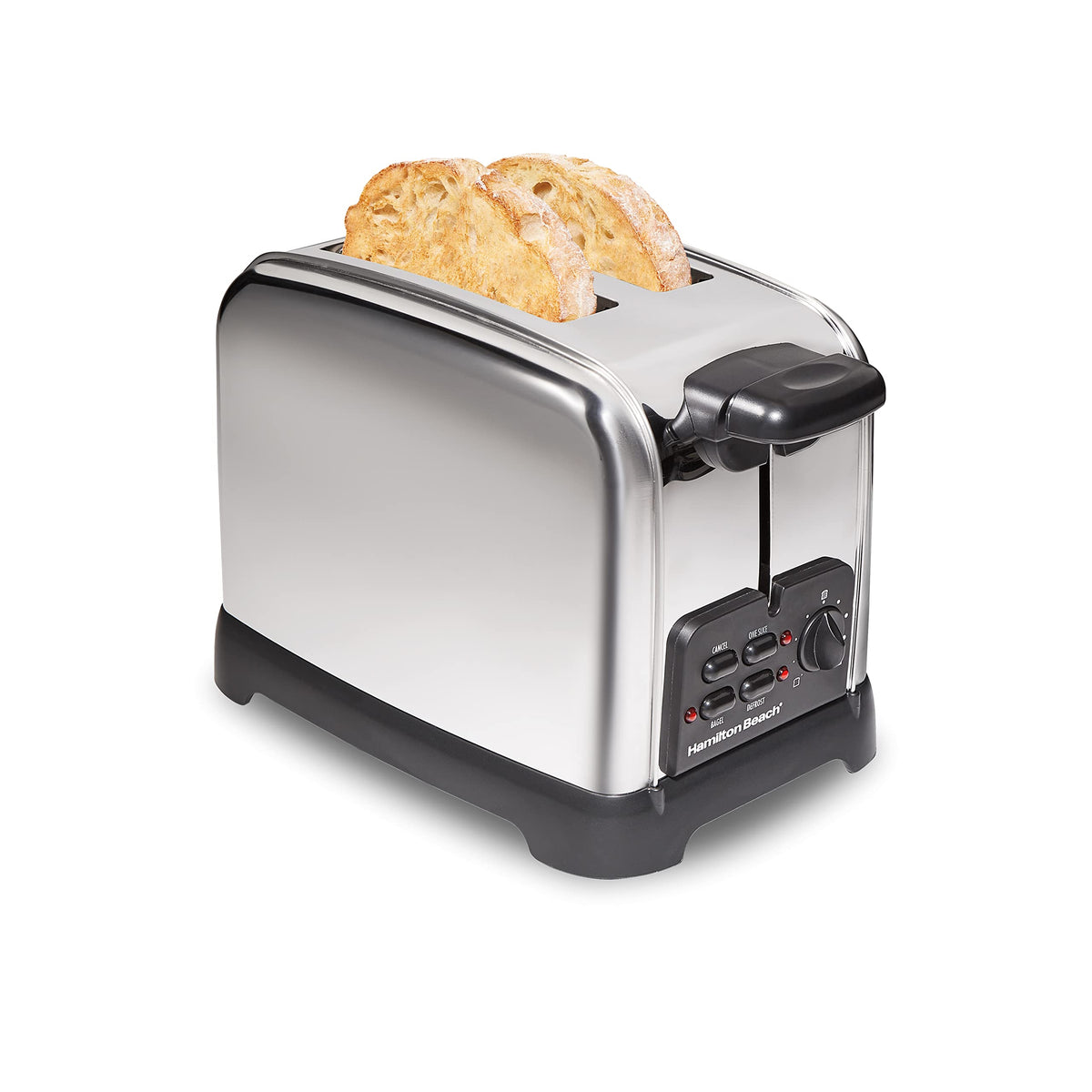Hamilton Beach Retro toaster with wide slots for thick slices and waffles.