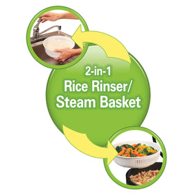 Integrated rinse basket for grain prep in Hamilton Beach cooker