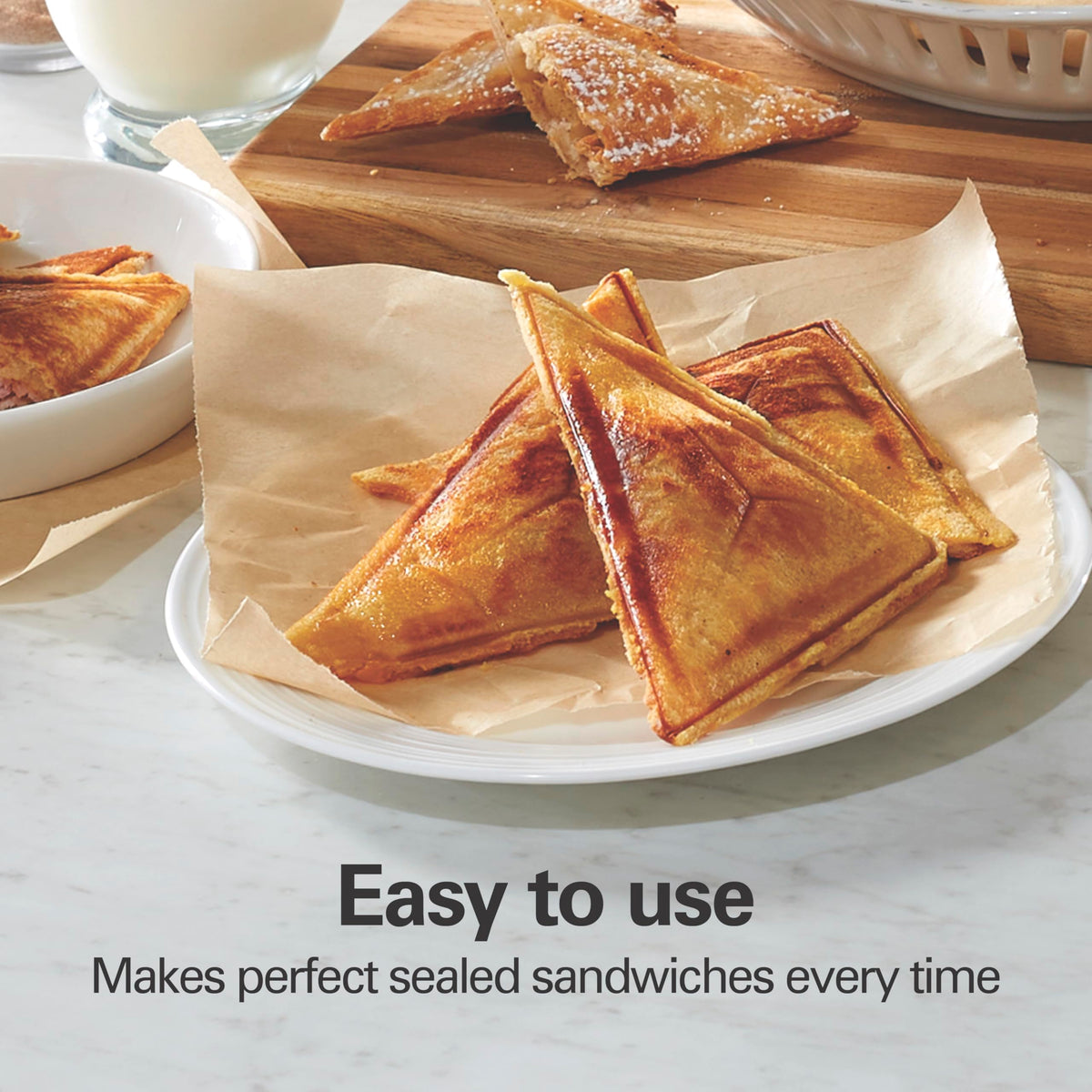PFAS-free nonstick plates on Hamilton Beach sandwich maker for easy cleanup