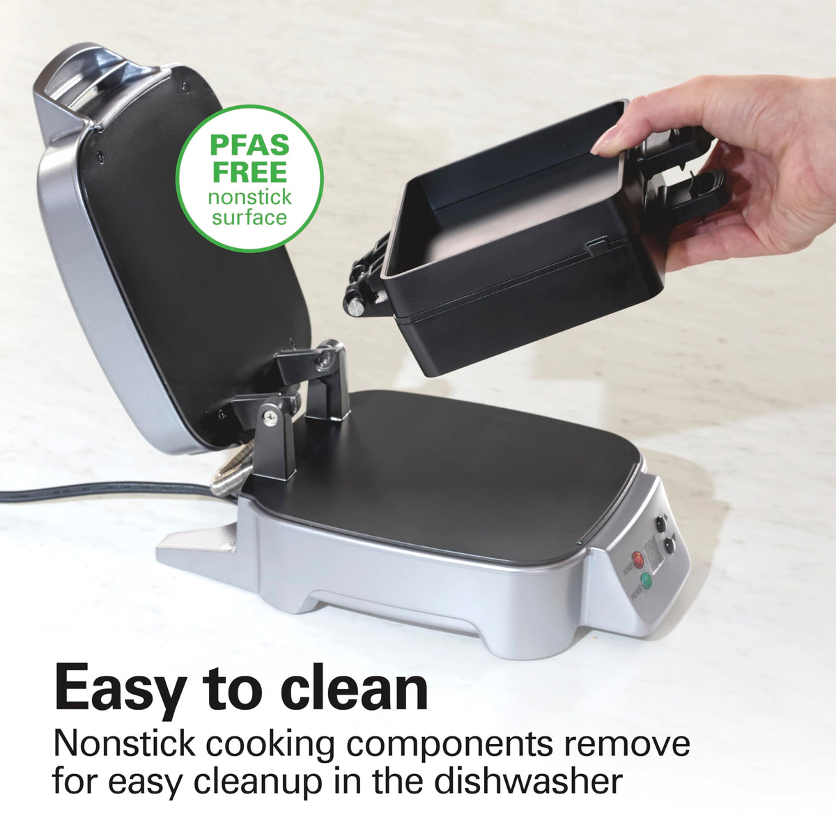 Hamilton Beach Sandwich Stacker 24-sq-inch surface, versatile for larger sandwiches.
