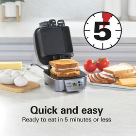 Hamilton Beach Sandwich Stacker cooking plate, nonstick PFAS-free surface for quick cleanup.