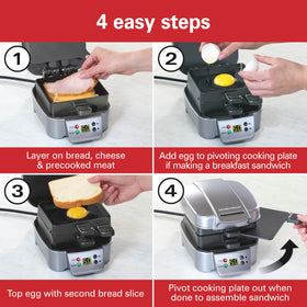Hamilton Beach Sandwich Stacker dishwasher-safe parts, easy cleanup after meals.