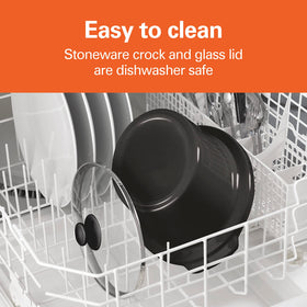 Hamilton Beach dishwasher-safe crock and lid enable easy cleaning.